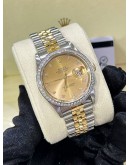 ROLEX DATEJUST 36 HALF 18K 750 YELLOW GOLD DIAMOND JUBILEE REF 16233 GOLD CHAMPAGNE DIAMONDS DIAL 36MM AUTOMATIC WATCH