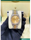 ROLEX DATEJUST 36 HALF 18K 750 YELLOW GOLD DIAMOND JUBILEE REF 16233 GOLD CHAMPAGNE DIAMONDS DIAL 36MM AUTOMATIC WATCH