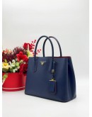 PRADA DOUBLE TOTE BAG IN BLUE SAFFIANO LEATHER