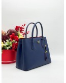 PRADA DOUBLE TOTE BAG IN BLUE SAFFIANO LEATHER