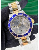 ROLEX SUBMARINER REF 16613 DATE BLUE DIAMOND ICE GREY DIAL 40MM AUTOMATIC WATCH