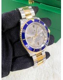 ROLEX SUBMARINER REF 16613 DATE BLUE DIAMOND ICE GREY DIAL 40MM AUTOMATIC WATCH