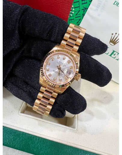 ROLEX LADY DATEJUST REF 179175 FULL 18K 750 YELLOW GOLD WITH DIAMONDS & CHAMPAGNE DIAL 26MM AUTOMATIC WATCH