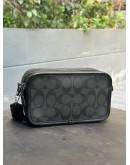 COACH WYATT BELT & CROSSBODY BAG IN CHARCOAL BLACK SIGNATURE CANVAS CM106