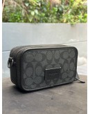 COACH WYATT BELT & CROSSBODY BAG IN CHARCOAL BLACK SIGNATURE CANVAS CM106