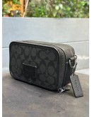 COACH WYATT BELT & CROSSBODY BAG IN CHARCOAL BLACK SIGNATURE CANVAS CM106