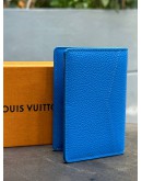 LOUIS VUITTON POCKET ORGANIZER IN BLEU ATLANTIQUE LV AEROGRAM LEATHER  