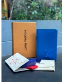 LOUIS VUITTON POCKET ORGANIZER IN BLEU ATLANTIQUE LV AEROGRAM LEATHER  