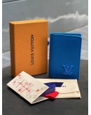 LOUIS VUITTON POCKET ORGANIZER IN BLEU ATLANTIQUE LV AEROGRAM LEATHER  