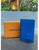 LOUIS VUITTON POCKET ORGANIZER IN BLEU ATLANTIQUE LV AEROGRAM LEATHER  