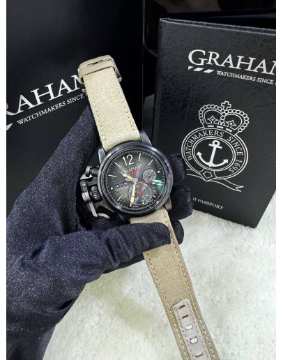 GRAHAM CHRONOFIGHTER VINTAGE AIRCRAFT GRADUAL DESERT GREY DIAL CERAMIC REF 2CVAV 44MM AUTOMATIC WATCH