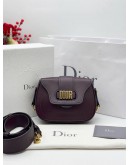 CHRISTIAN DIOR D-FENCE SADDLE CROSSBODY BAG IN DARK PURPLE CALFSKIN LEATHER