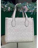 GUESS SILVANA 2 MINI TOTE HANDLE HANDBAG IN OFF WHITE