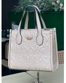 GUESS SILVANA 2 MINI TOTE HANDLE HANDBAG IN OFF WHITE
