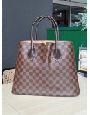 LOUIS VUITTON KENSINGTON V LOGO TOP HANDLE BAG IN DAMIER EBENE CANVAS  