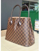LOUIS VUITTON KENSINGTON V LOGO TOP HANDLE BAG IN DAMIER EBENE CANVAS  