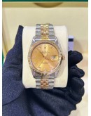 ROLEX DATEJUST 36 HALF 18K 750 YELLOW GOLD JUBILEE DIAMONDS REF 16233 CHAMPAGNE DIAMONDS DIAL 36MM AUTOMATIC WATCH