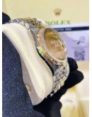 ROLEX DATEJUST 36 HALF 18K 750 YELLOW GOLD JUBILEE DIAMONDS REF 16233 CHAMPAGNE DIAMONDS DIAL 36MM AUTOMATIC WATCH