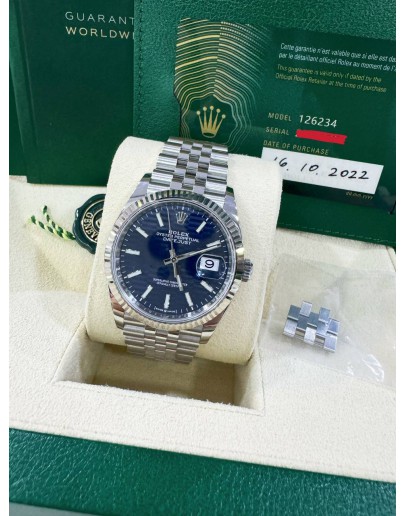 ROLEX DATEJUST 36 REF 126234 BLUE DIAL 36MM AUTOMATIC WATCH