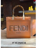 FENDI SUNSHINE MEDIUM HANDLE HANDBAG IN BROWN CALF LEATHER