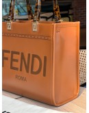 FENDI SUNSHINE MEDIUM HANDLE HANDBAG IN BROWN CALF LEATHER