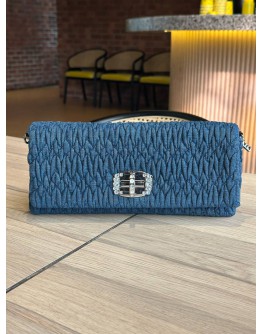 MIU MIU CRYSTAL CRIPPLES DENIM CROSSBODY BAG