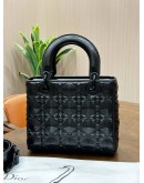 CHRISTIAN DIOR SMALL LADY DIOR IN DIAMOND MOTIF MATTE BLACK