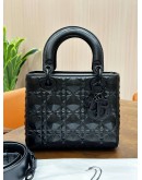 CHRISTIAN DIOR SMALL LADY DIOR IN DIAMOND MOTIF MATTE BLACK