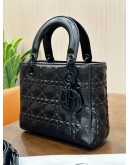 CHRISTIAN DIOR SMALL LADY DIOR IN DIAMOND MOTIF MATTE BLACK