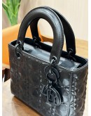 CHRISTIAN DIOR SMALL LADY DIOR IN DIAMOND MOTIF MATTE BLACK