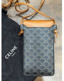 CELINE PHONE POUCH CROSSBODY IN TRIOMPHE CANVAS & LEATHER