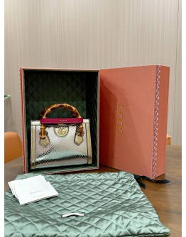 GUCCI NOJUM DIANA MINI PYTHON BAMBOO HANDLE HANDBAG