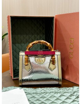 GUCCI NOJUM DIANA MINI PYTHON BAMBOO HANDLE HANDBAG