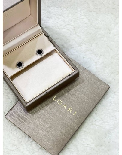 BVLGARI 18K 750 WHITE GOLD PAIR OF EARRINGS WITH BLACK ONYX ELEMENT