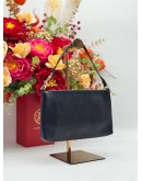 COACH POP POUCH & SHOULDER BAG IN DARK BLUE & WHITE GRAINED CALFSKIN LEATHER