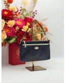 COACH POP POUCH & SHOULDER BAG IN DARK BLUE & WHITE GRAINED CALFSKIN LEATHER