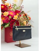 COACH POP POUCH & SHOULDER BAG IN DARK BLUE & WHITE GRAINED CALFSKIN LEATHER