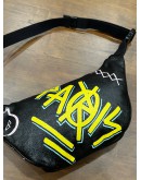 BALENCIAGA BLACK GRAFFITI EXPLORER POUCH WAIST BUMBAG  