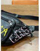 BALENCIAGA BLACK GRAFFITI EXPLORER POUCH WAIST BUMBAG  