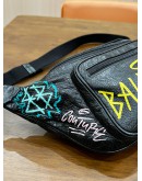 BALENCIAGA BLACK GRAFFITI EXPLORER POUCH WAIST BUMBAG  