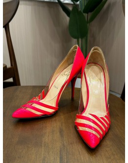 CHRISTIAN LOUBOUTIN PIVICHIC 100 NEON PINK STRIPES   