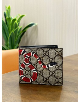 GUCCI KINGSNAKE PRINT GG SUPREME CANVAS BI-FOLD WALLET