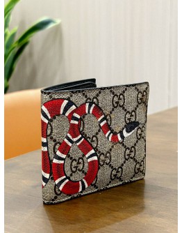 GUCCI KINGSNAKE PRINT GG SUPREME CANVAS BI-FOLD WALLET