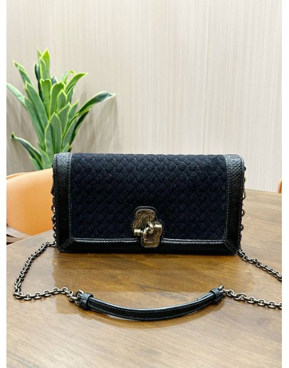 BOTTEGA VENETA INTRECCIATO KNOT CHAIN CROSSBODY BAG
