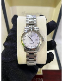 LONGINES CONQUEST LADY REF L3.376.4.76.6 SILVER DIAL 29.5MM QUARTZ WATCH