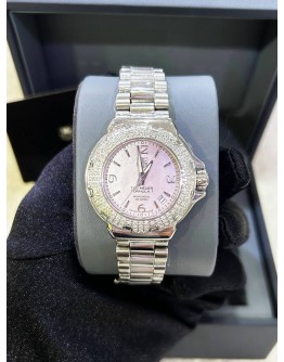 TAG HEUER FORMULA 1 LADY REF WAC1216 DIAMOND BEZEL PINK MOTHER OF PEARL DIAL 35MM QUARTZ WATCH