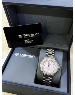 TAG HEUER FORMULA 1 LADY REF WAC1216 DIAMOND BEZEL PINK MOTHER OF PEARL DIAL 35MM QUARTZ WATCH