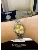 LONGINES FLAGSHIP HALF 18K 750 YELLOW GOLD REF L4.274.3.37.7 GOLD DIAMOND DIAL 26MM AUTOMATIC WATCH