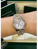 ROLEX OYSTER PERPETUAL DATEJUST 31MM DIAMONDS & WHITE DIAL WITH HALF 18K 750 YELLOW GOLD JUBILEE LINKS REF 178343 AUTOMATIC WATCH