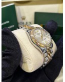 ROLEX OYSTER PERPETUAL DATEJUST 31MM DIAMONDS & WHITE DIAL WITH HALF 18K 750 YELLOW GOLD JUBILEE LINKS REF 178343 AUTOMATIC WATCH